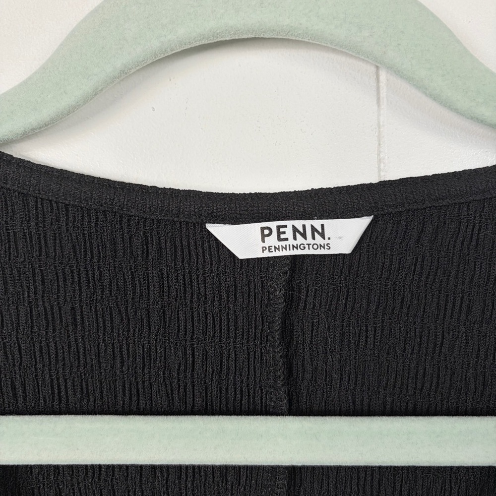 Penningtons Black Short Sleeve Stretch Blouse Top Size 2X Office Summer Basic - Picture 6 of 9